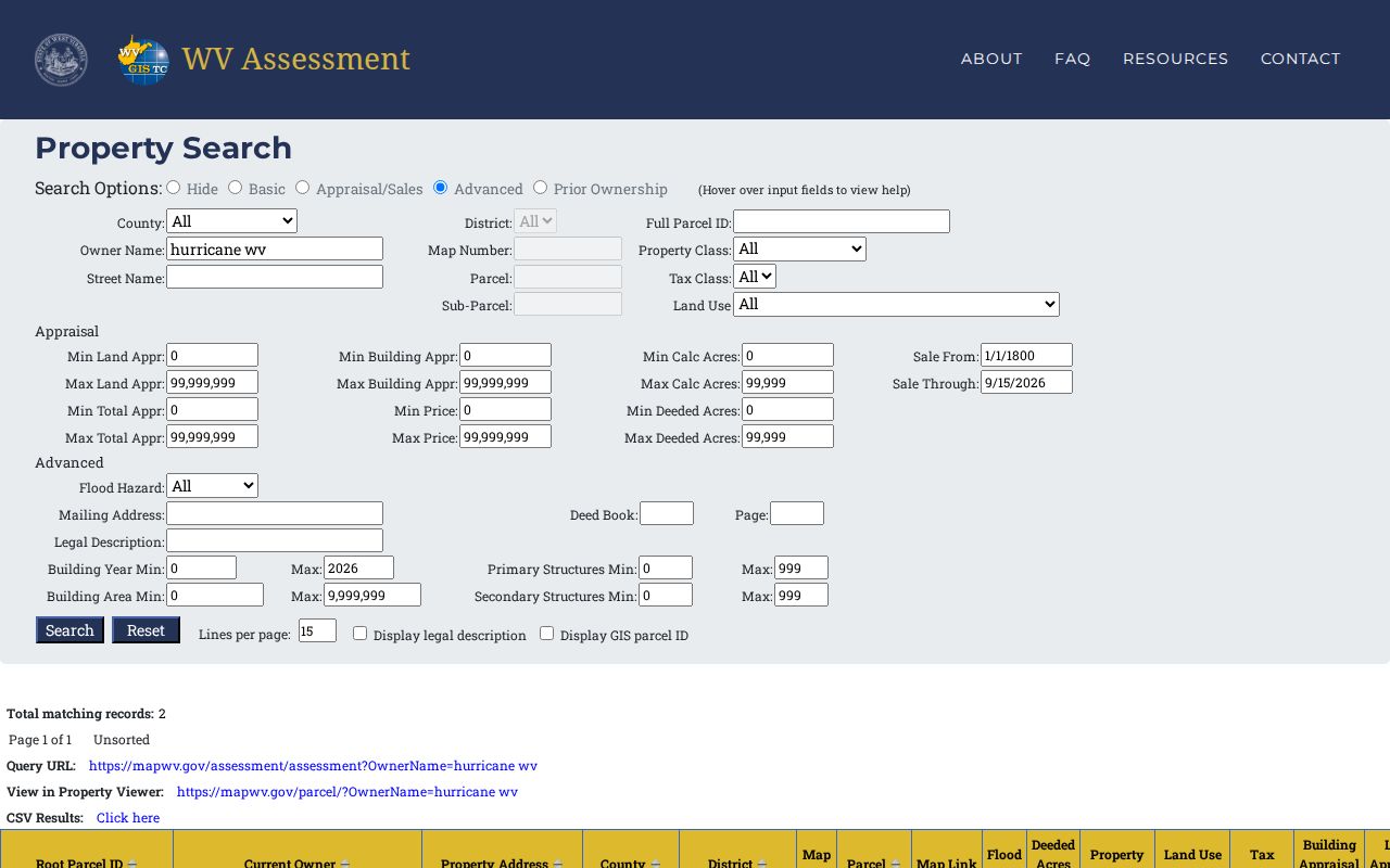Putnam County property value result with land and building appraisal fields